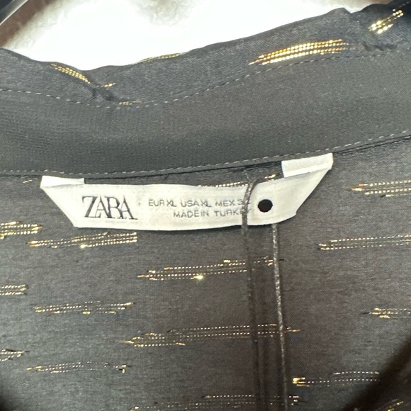 NWT ZARA Women’s Black and Gold Metallic Shirt Dress Size XL - Picture 5 of 10